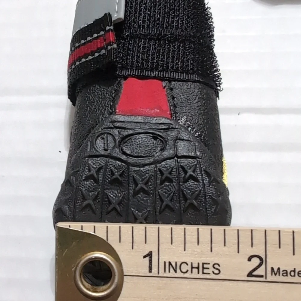 4 MY BUSY DOG RED BLACK RUBBER BOTTOM DOG BOOTS size 1 New